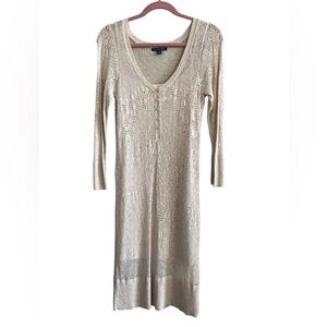 American Eagle Outfitters Loose Knit Cream Long Sleeve Dress XL